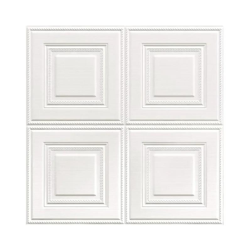 

70см*70см 3D Декор для комнаты Теплое украшение Самоклеящиеся наклейки на стену Пена Водонепроницаемые противоударные обои Потолочный фон 5pcs 70cmx70cm белый