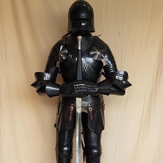 182.88 Cm Medieval Full Body Armor Suit Combat Knight Full Body Armor With Stand Replica Blacked Steel Gift