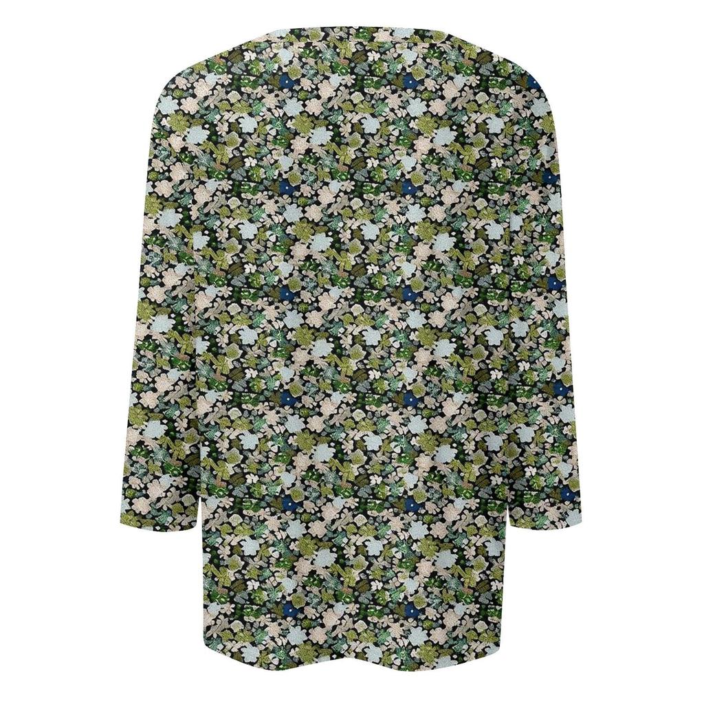 3/4 Sleeve Shirts For Women Cute Print Graphic Tees Blouses Casual Plus Size Basic Tops Pullover