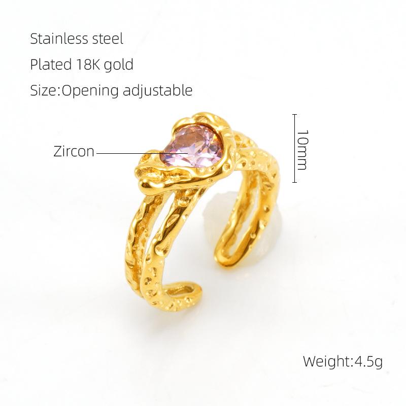 Bague ouverte 2026 Pierre Lumineuse Bague Zirconium Rétro 18K pour Femme