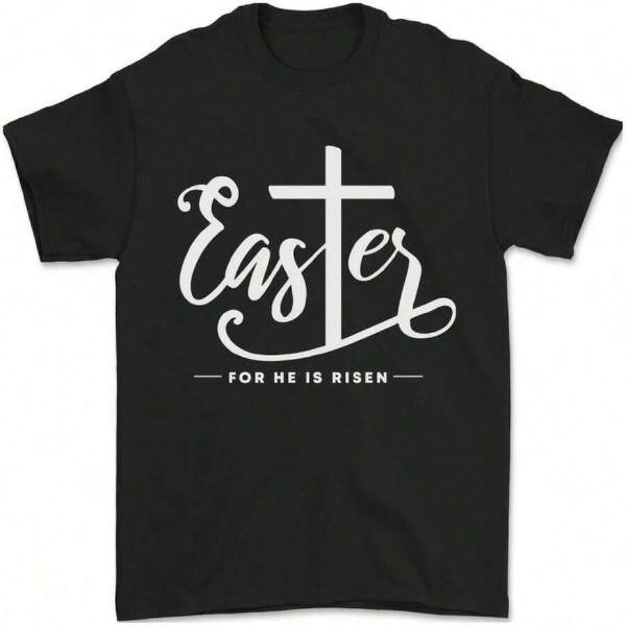 Women Shirts Womens Black TShirt Easter For He Is Risen Christian Jesus Christianity Unisexs TShirt1 S