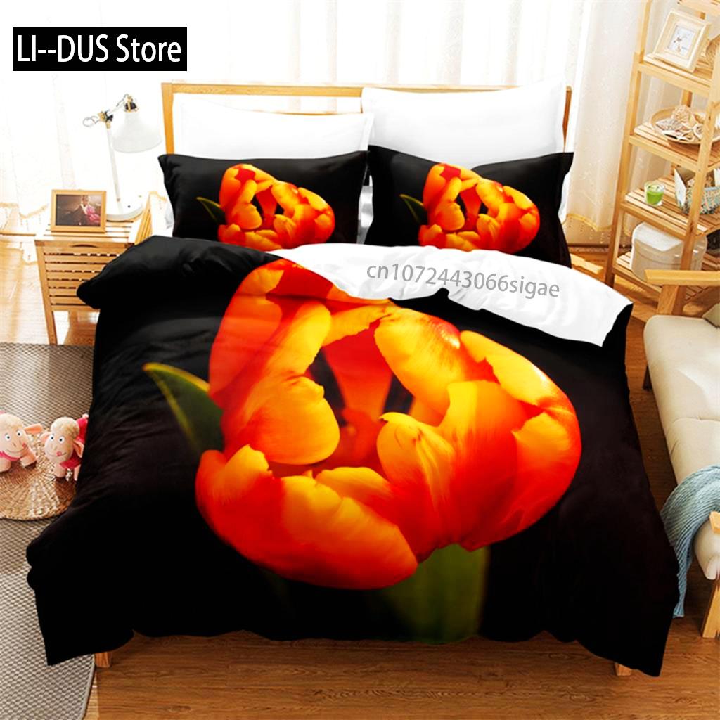 Yellow Flowers Queen Bedding Set Duvet Cover Set Bedding Digital Printing King Size Duvet Cover Set Bedding Sets