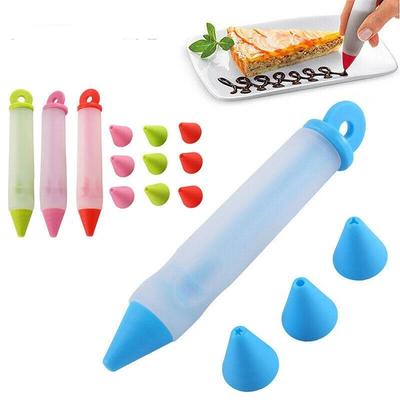4 Beccucci Penna Decorativa per Fiori per Torte Cioccolato Panna Marmellata Siringa Pistola per Spremere Pasticceria Biscotti Pittura Scrittura Strumento da Forno Silicone