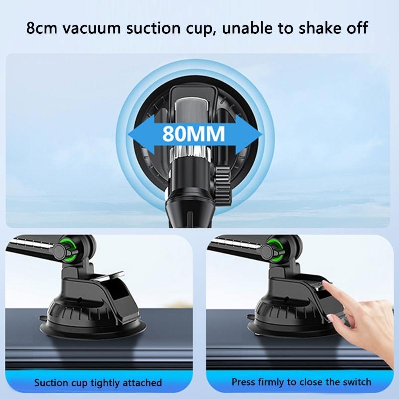 Electric Vacuum Magnetic Suction Phone Bracket with Strong Suction Cup for Navigation Driver Passenger Easy Installation