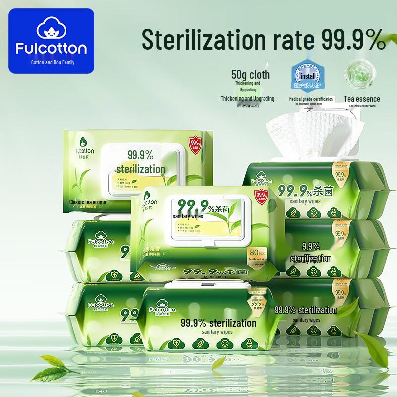 Fulcotton Disposable Alcohol-Free Hand Wipes (4 Packs)