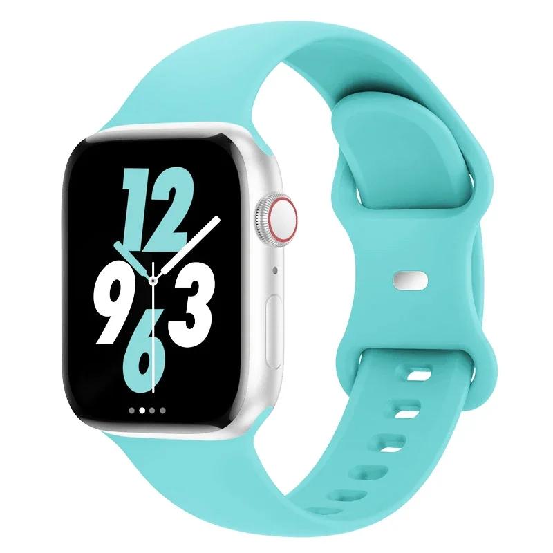 Silikonowy pasek do Apple Watch 44mm 45mm 40mm 41mm 42-38mm 45 mm bransoletka sportowa iwatch series 8 7 6 5 4 3 SE 9 Ultra 2 49mm