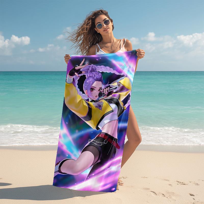 1Pc Purple Hair Rumi Artwork Beach Towel Microfiber Beach Towel Thin Absorbent For Beach Swimming Yoga Bath Sports 0917196
