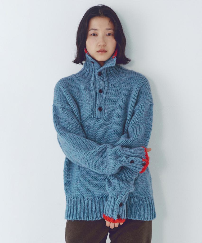CITTA Wool High-Neck Heavy Knit_Ctk254(Sky Blue)