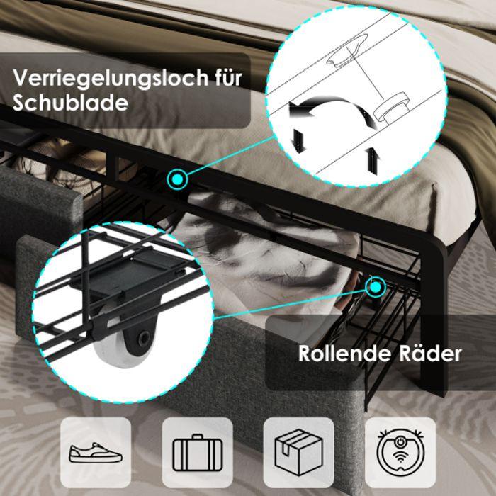 Lit - MUVOE - 160x200 - Rembourré - Chargeur USB Type C - Éclairage LED