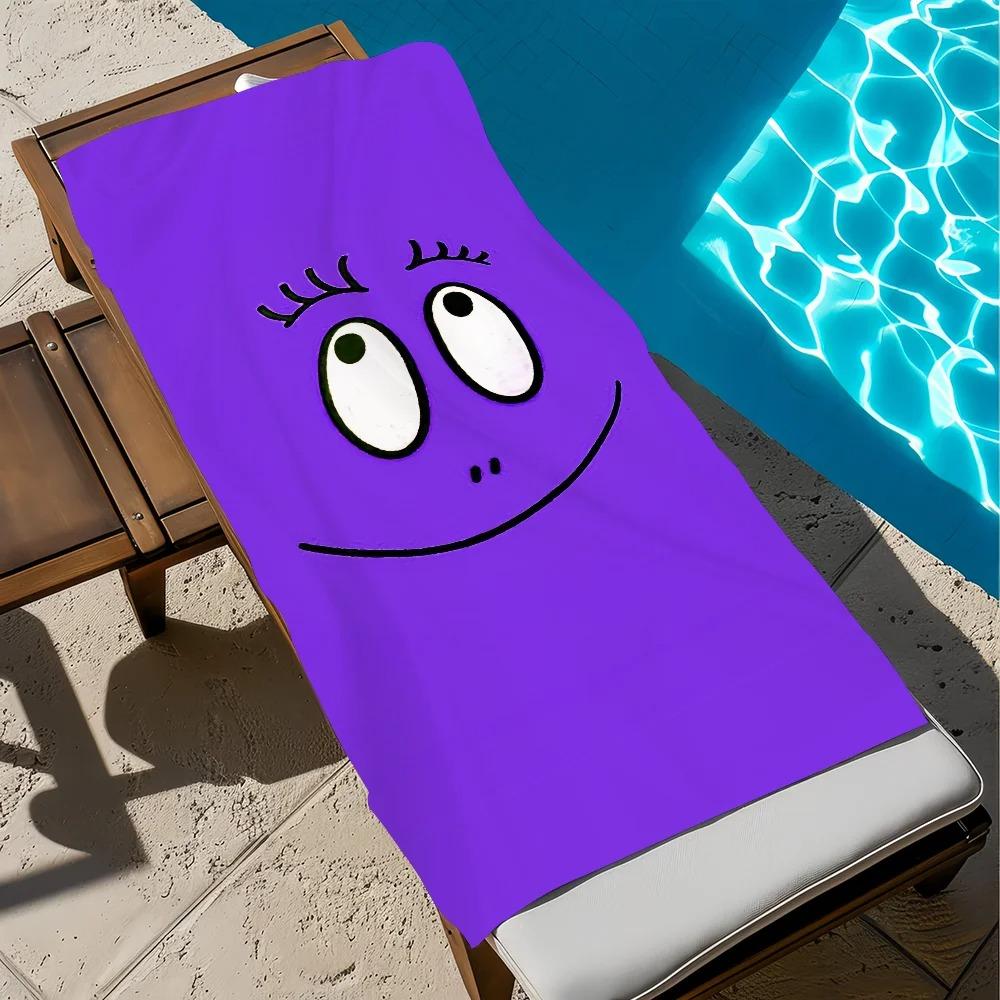3D Cartoon BB-Barbapapas Beach Towel, Quick-Dry Lightweight Microfiber Sports Bath Towel, Summer Gift for Boys and Girls