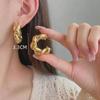 Hyperbole Long Water Droplet Flower Wing Round Wave Square Shell Golden Pendant Earrings for Women CCB Smooth Creative Jewelry