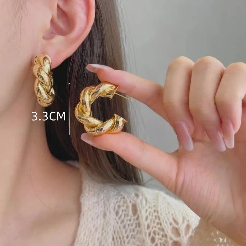 Hyperbole Long Water Droplet Flower Wing Round Wave Square Shell Golden Pendant Earrings for Women CCB Smooth Creative Jewelry
