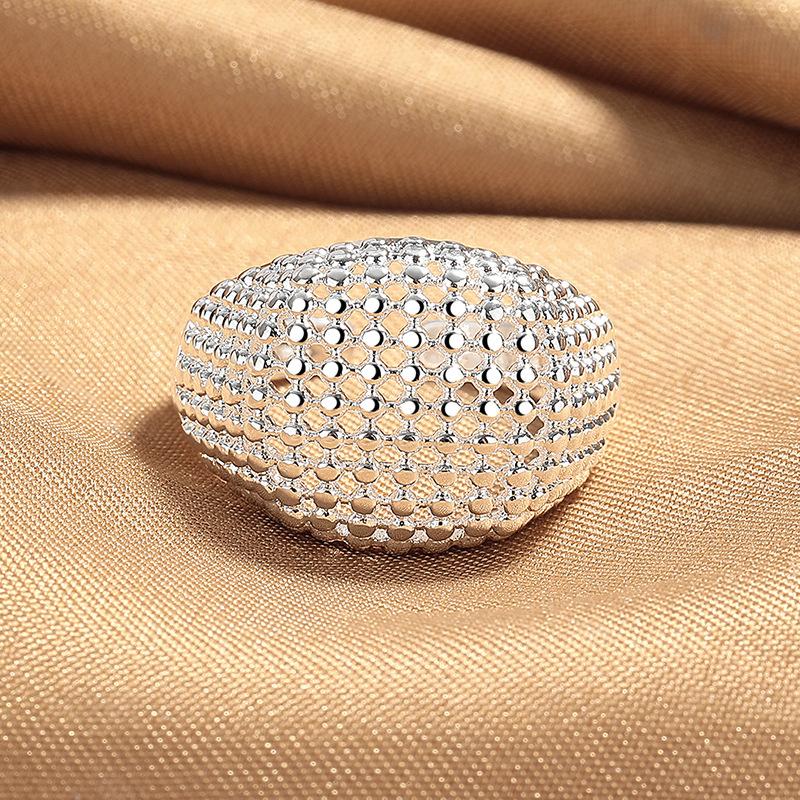 2026 Hollow Ball Ring Women's Geometric Creative Sweet Cool S925 Silver Plated Open Ring Versatile Personality Wide Face Index Finger Ring