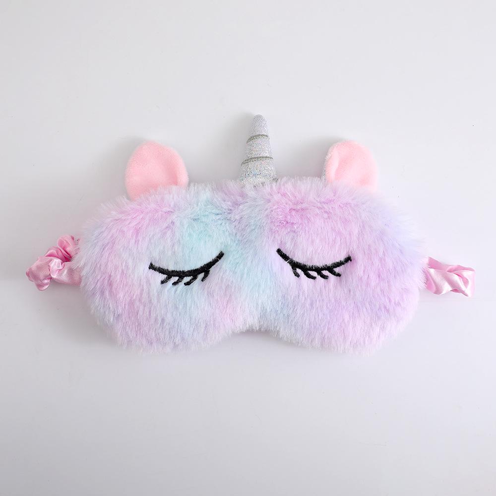 Gradient Plush Unicorn Sleep Mask - Cute, Colorful, Light-Blocking Eye Protector