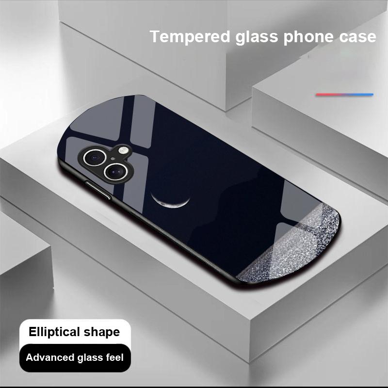 Space Planet For Apple IPhone 16 11 13 15 14 Pro Max 12 Mini 7 8 Plus XR X XS Elliptical Shaped Tempered Glass Phone Case