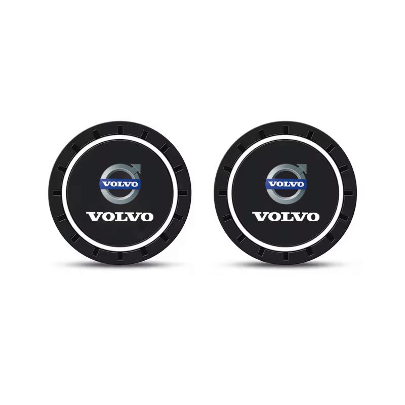 2PCS Car Coasters Water Cup Slots Non-Slip Mat Waterproof Cup Pad For Volvo XC90 XC60 V50 S60 V70 V60 V40 S90 olestar AWD XC40 S
