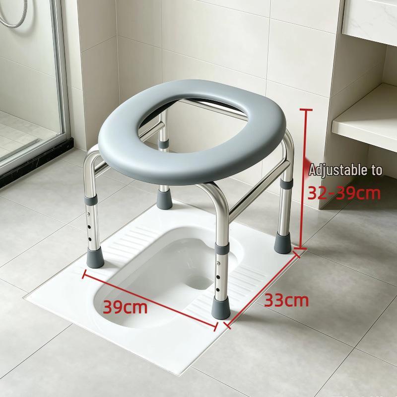 Compact Foldable Commode Chair for Elderly Stainless Steel with Bathing Board
