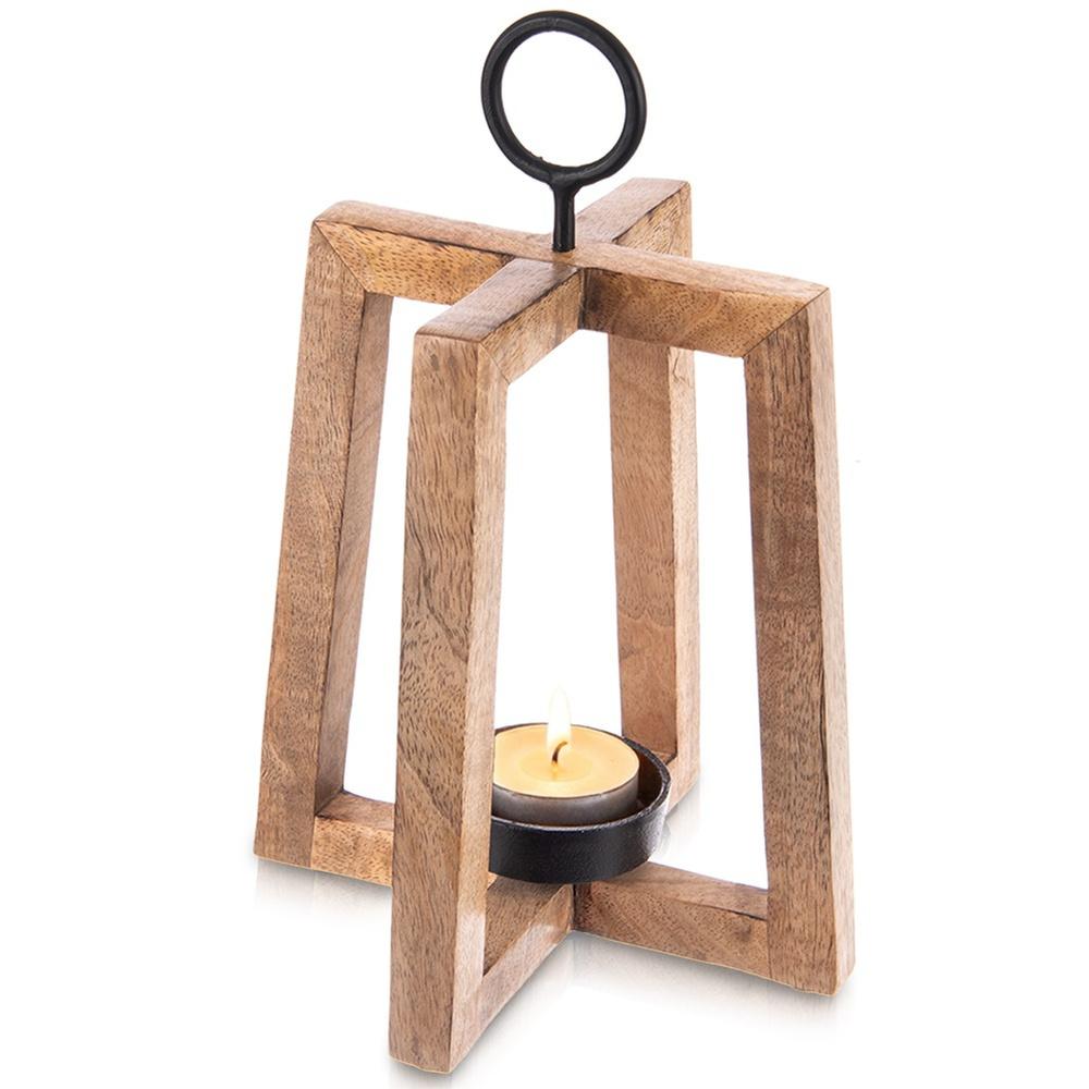 Lampion Drewniany Stojak Podstawka Na Świeczkę Tealight Świecznik 27,5 Cm
