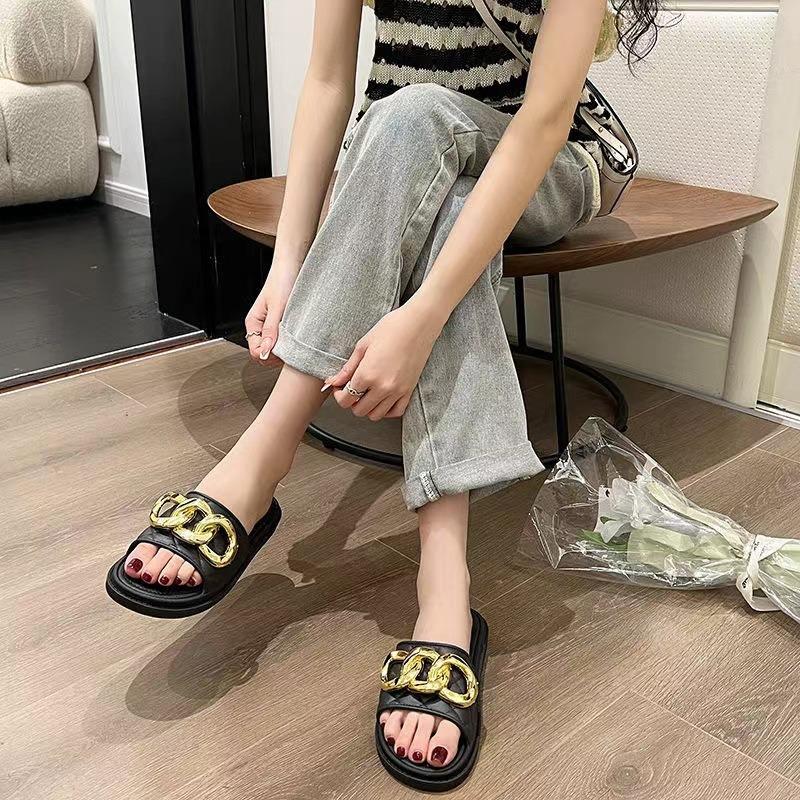 New Cool Slippers Women's Summer Imesh Indoor Home and Outdoor Wear Non-slip and Deodorant Home Soft Bottom One-word Drag Women