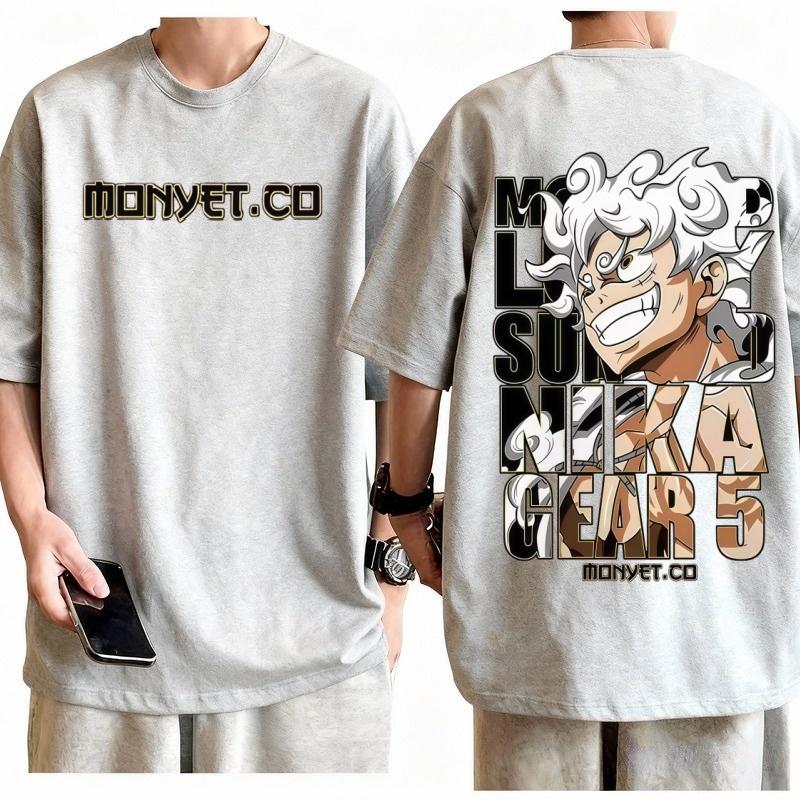 

Футболка мужская One Piece Луффи Gear 5 Ника Харадзюку 100% Хлопок Аниме Графическая Футболка С Круглым Вырезом С Коротким Рукавом Повседневная Уличная Одежда Верх S