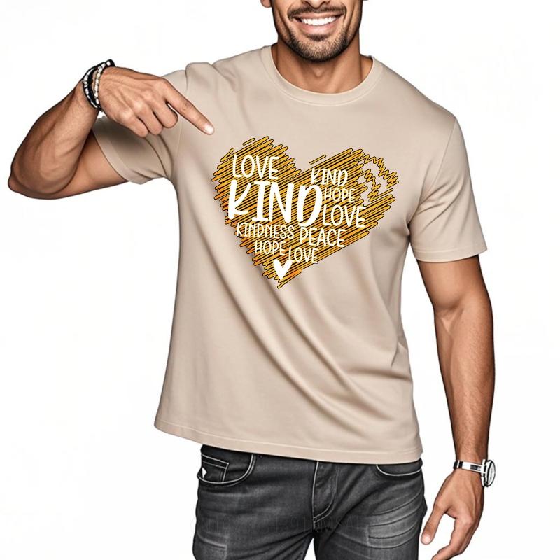 Men Cotton Tshirt Unisex Summer Men T Shirt Love Kind Hope Peace Kindness Love Short Sleeve Solid Color ONeck Tee Shirt