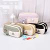 Simple Large Capacity Student Pencil Case Multi-Layer Flip Style Cute Pencil Pouch Ins Canvas Gel Pen Organizer Kids