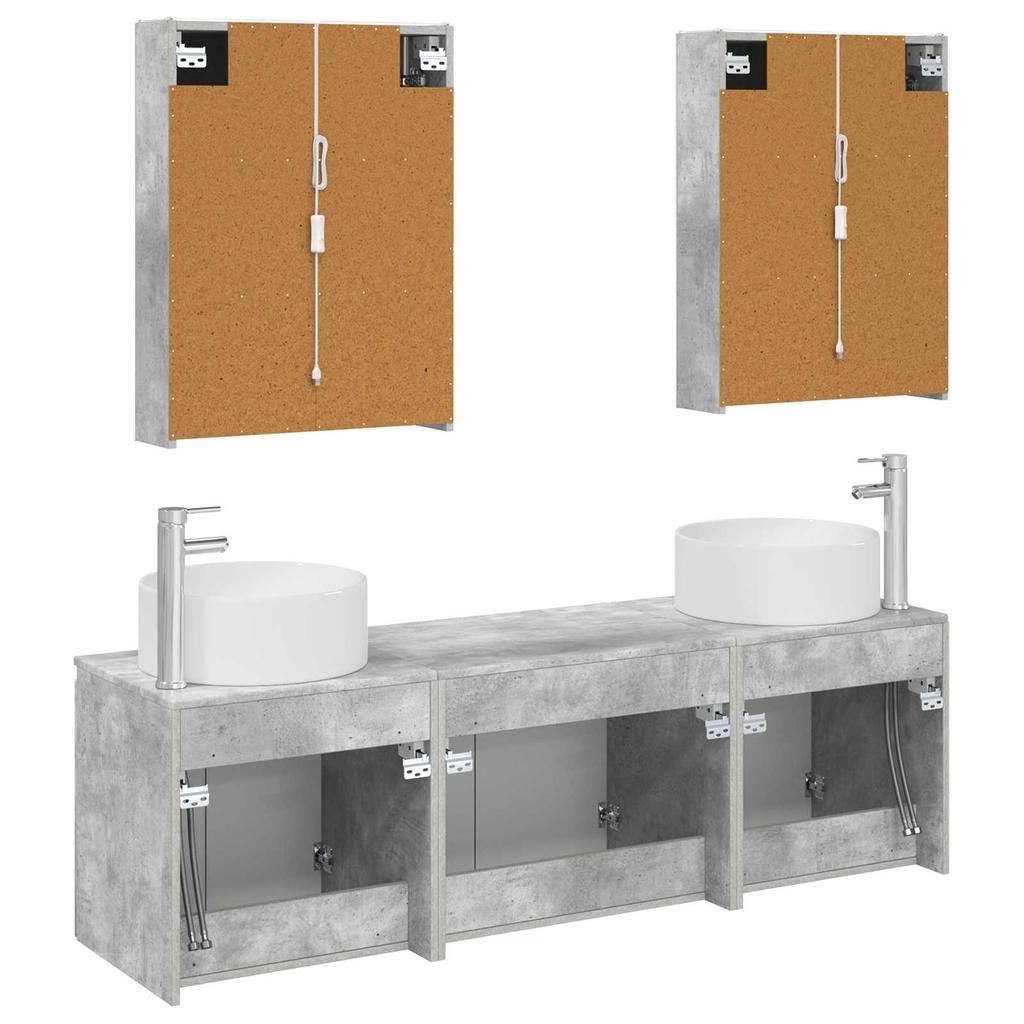 Bathroom Cabinet Set 5 Pcs Concrete Grey Particleboard
