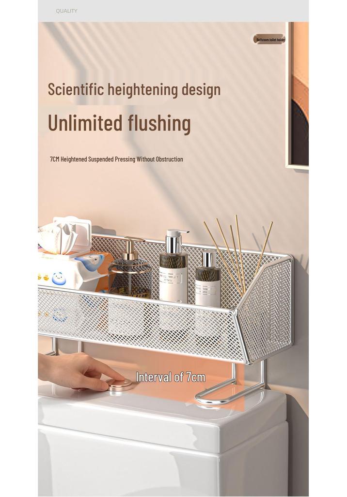 Stainless Steel Wall-Mounted Bathroom Shelf Above Toilet