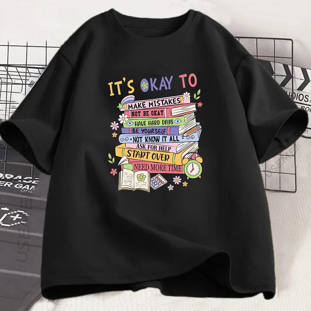 Unisextal Health Awareness Tshirt Its Okay To Make Mistakes Graphic Tee Summer Short Sleeve Inspirational Quote Top Unisex