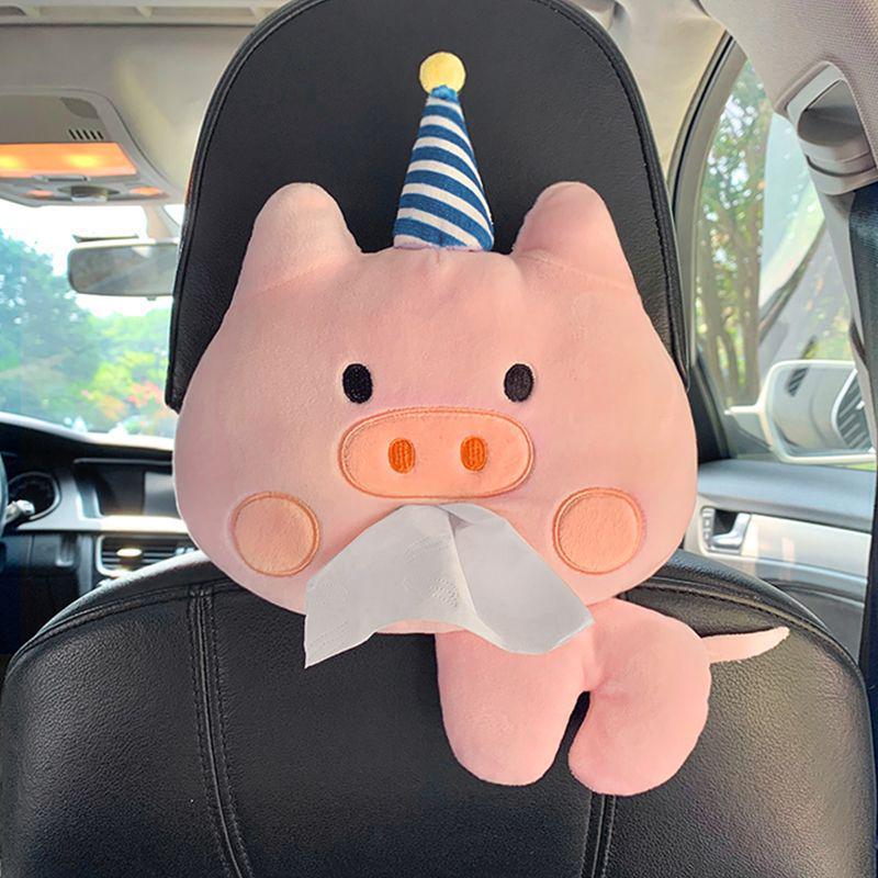 Cartoon Plush Car Tissue Box for Armrest: Cute Hanging Paper Dispenser and Interior Decoration