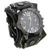 Orologio da uomo Punk Vintage con cinturino multistrato in pelle di mucca cucito a mano e quadrante grande