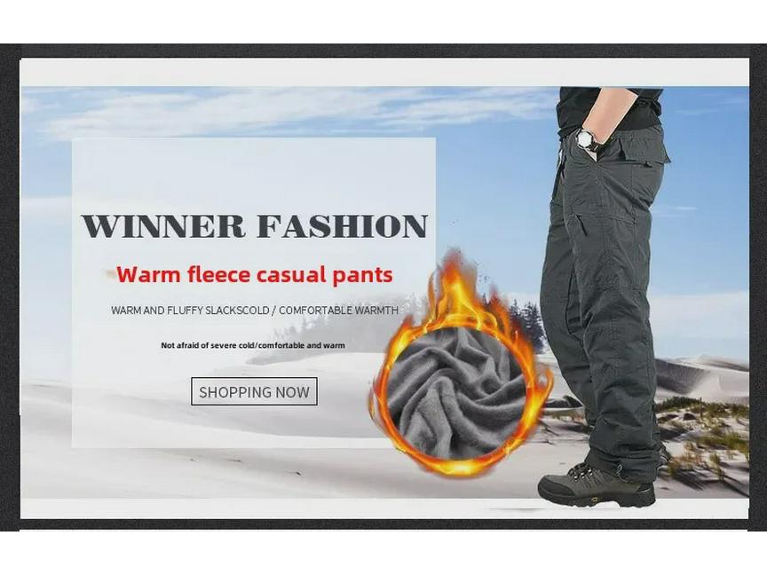 Męskie Spodnie Bawełniane Casualowe Plus Aksamit Grube Ciepłe na Jesień i Zimę