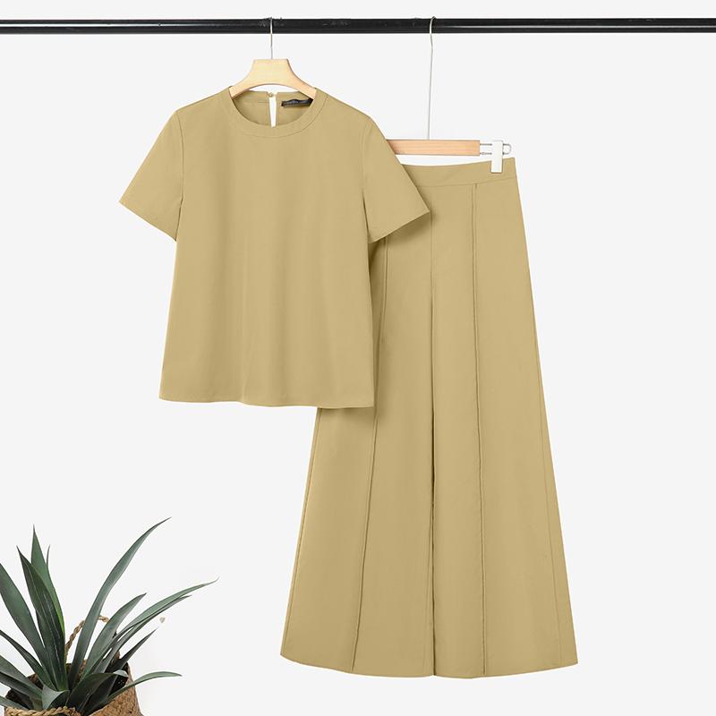 

ZANZEA Женский блузон с коротким рукавом и брюки с широкими штанинами, повседневные комплекты из двух предметов XL