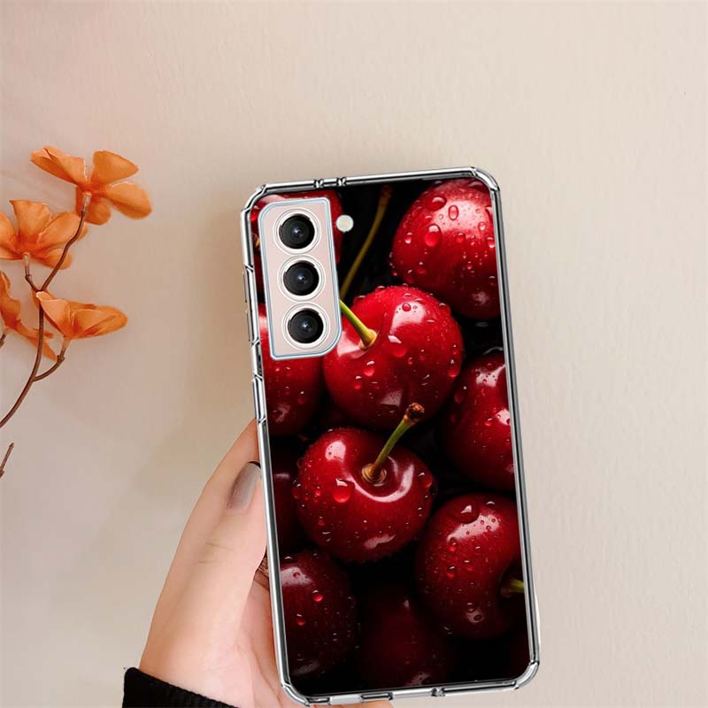 

Red Cherry Summer Fruit Clear Phone Cases for Samsung S26 Ultra Galaxy S25 Edge S24 S23 FE S21 Plus S20 S22 S10 Cover Patterned Samsung S22 Ultra