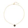 GEMCHIC Women's Four-Leaf Clover Enamel Stainless Steel Necklace with Gold Plating and Rhinestone Pendant
