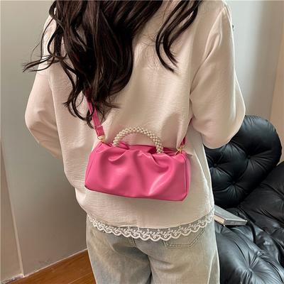 Sweet Girl Pearl Bag Handbag Women's Fashion Versatile Pleated Messenger Cloud Bag Mini Mobile Phone Small Bag