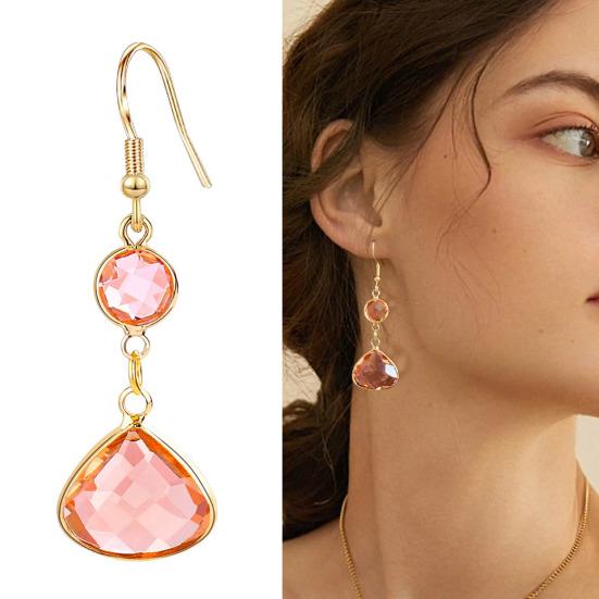 1 Paar Damenohrringe Leichte Handgefertigte Wassertropfenohrringe mit Blau-Rosa Kunstkristallen Schmuckgeschenk