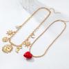 Gold Tone Alloy Pendant Necklace Set With Sun Moon Heart Charms Imitation Pearl Layered Cross Chain Women Beach Style