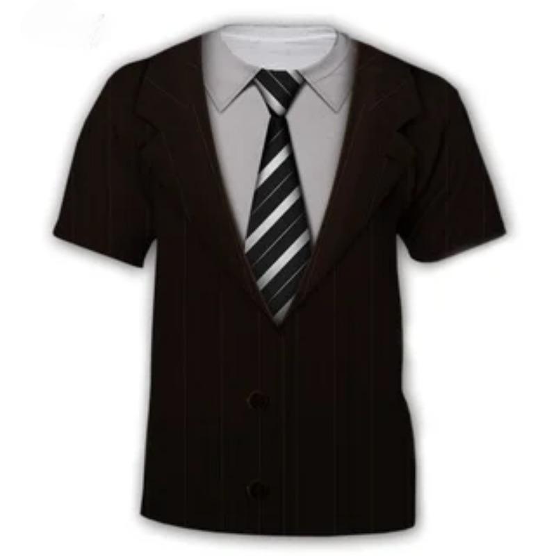 Mode Herren T-Shirts 3D-Druck Anzug und Krawatte Muster schlichtes Kurzarm-T-Shirt für Herrenbekleidung High Street Streetwear Tops