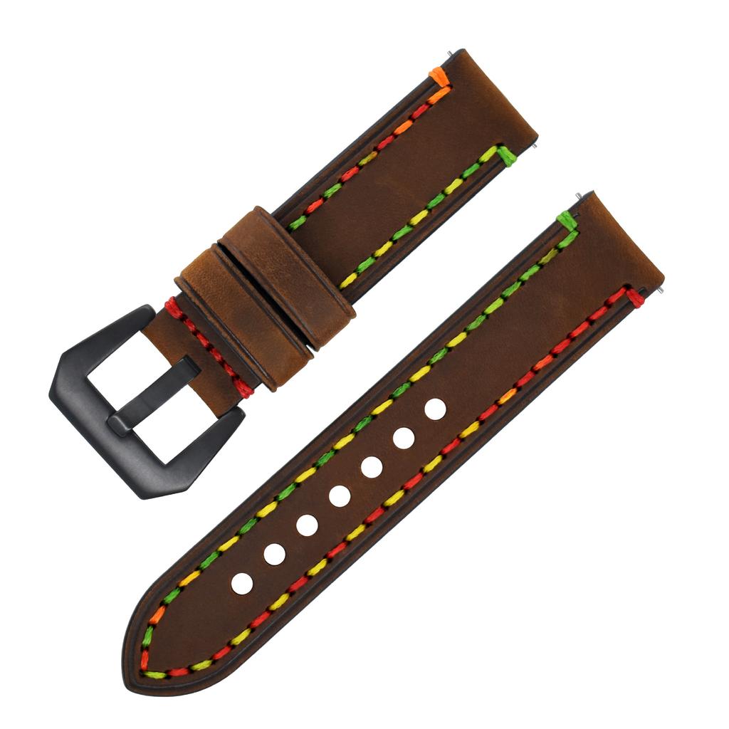 The First-layer Cowhide Crazy Horse Leather Watch Band Is Suitable for Samsung Huawei Iwatch8 Smart Watch.