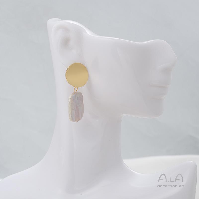 14K Gold Filled Lotus Leaf Irregular Dangle Earrings with 925 Sterling Silver Studs