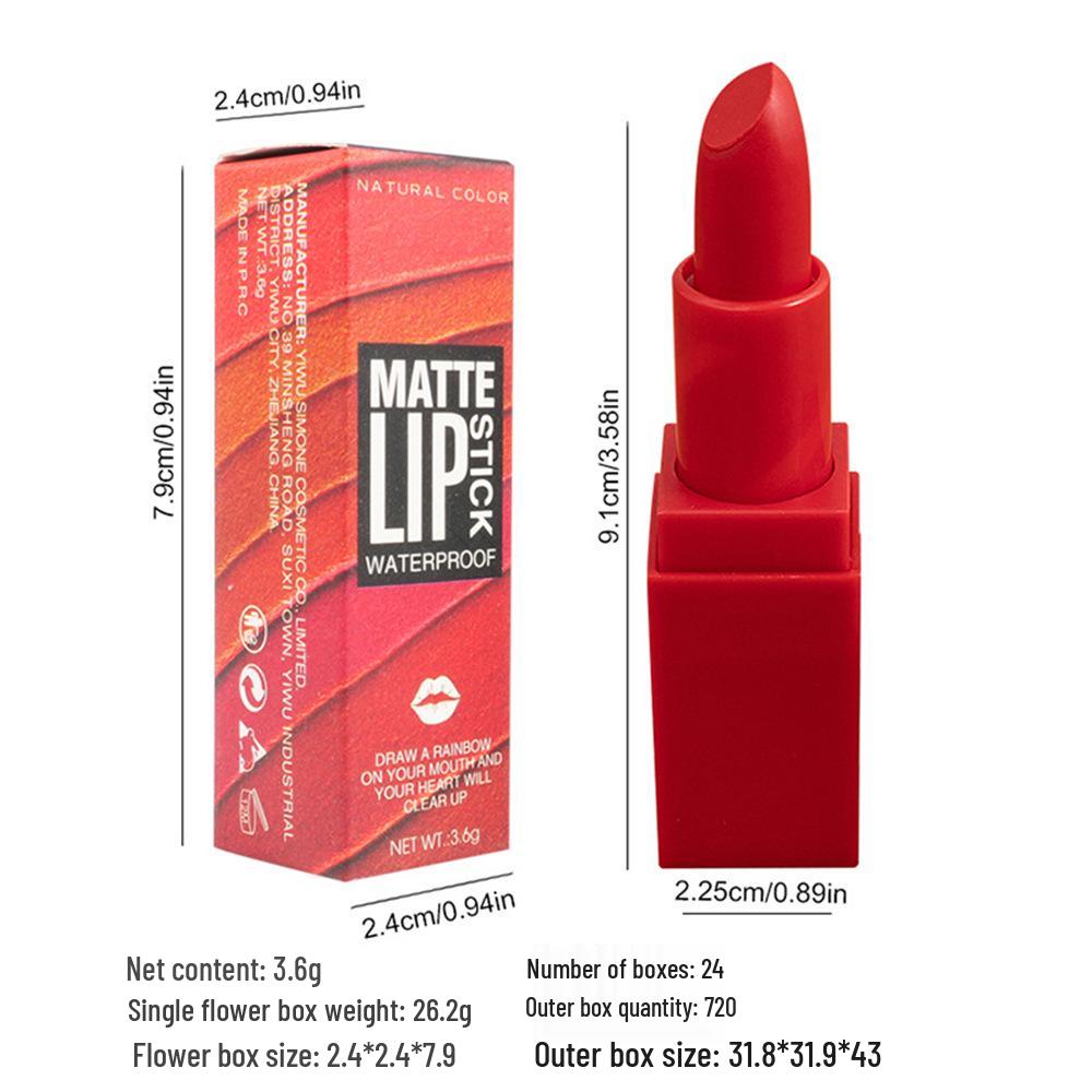 Exclusive Cross-Border Matte Lipstick - Non-Stick, Moisturizing, Full Size
