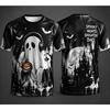 Herren Halloween 3D-Druck T-Shirt Anime Hexe Mädchen Kürbis Fledermaus Orange Schloss Mond Grafik Kurzarm Party Oberteile