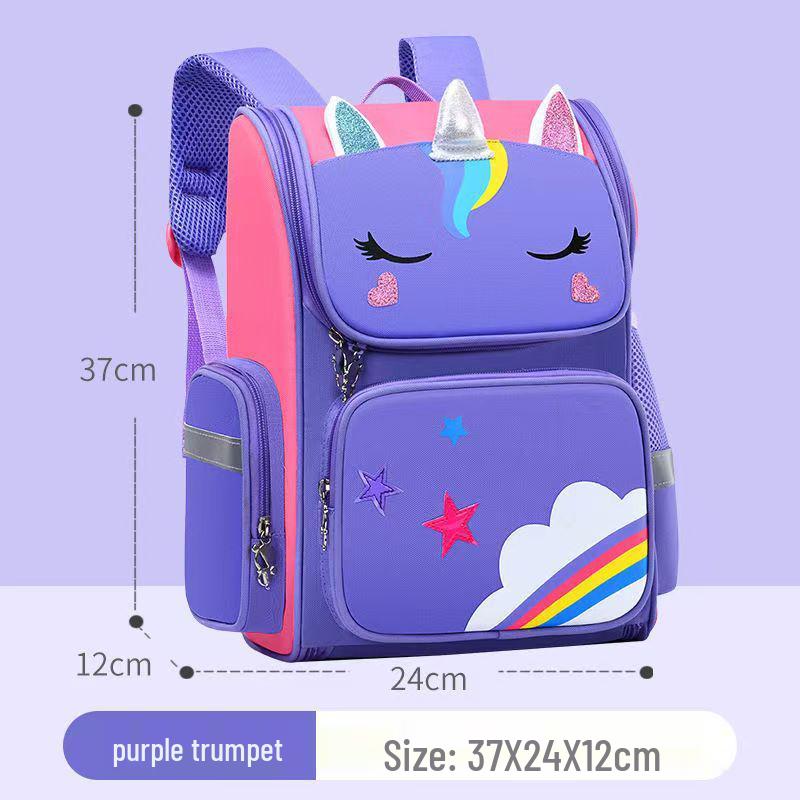 

Unicorn Cartoon Backpack for Kids: Large Capacity, Double Shoulder, for Grades 1-6