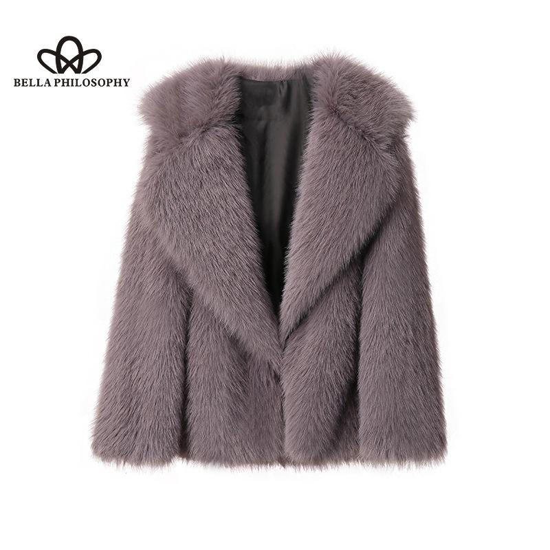 New Lapel Fur Coat Women's Faux Fur Jacket Loose Medium-length Coat Faux Fur High Quality Women's Coat