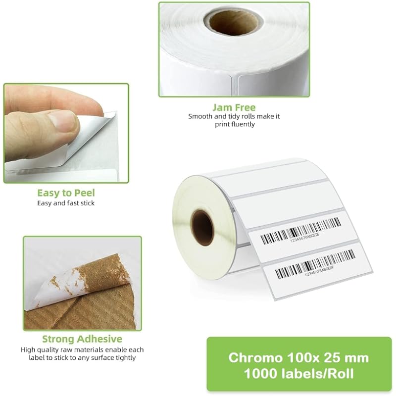 True-Ally 75X50 Direct Thermal (Dt) Barcode Label Sticker - 3 X 2 Inches - 75Mm X 50Mm - 1000 Labels Per Roll - White Se