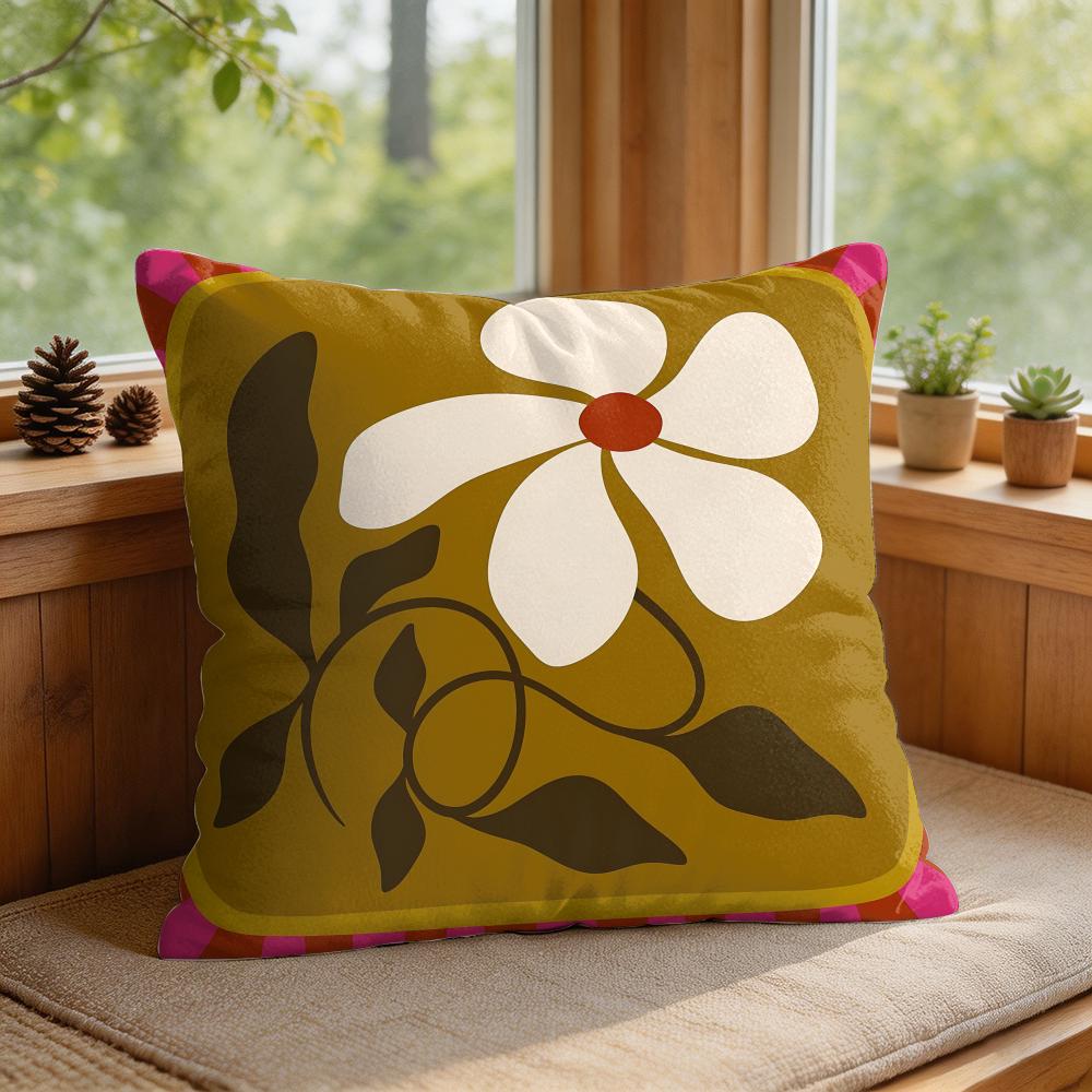 Flower Ins Simple Art Cushion Cover Silky Short Plush Invisible Zipper Dustproof Sofa Pillow Case For Home Decor