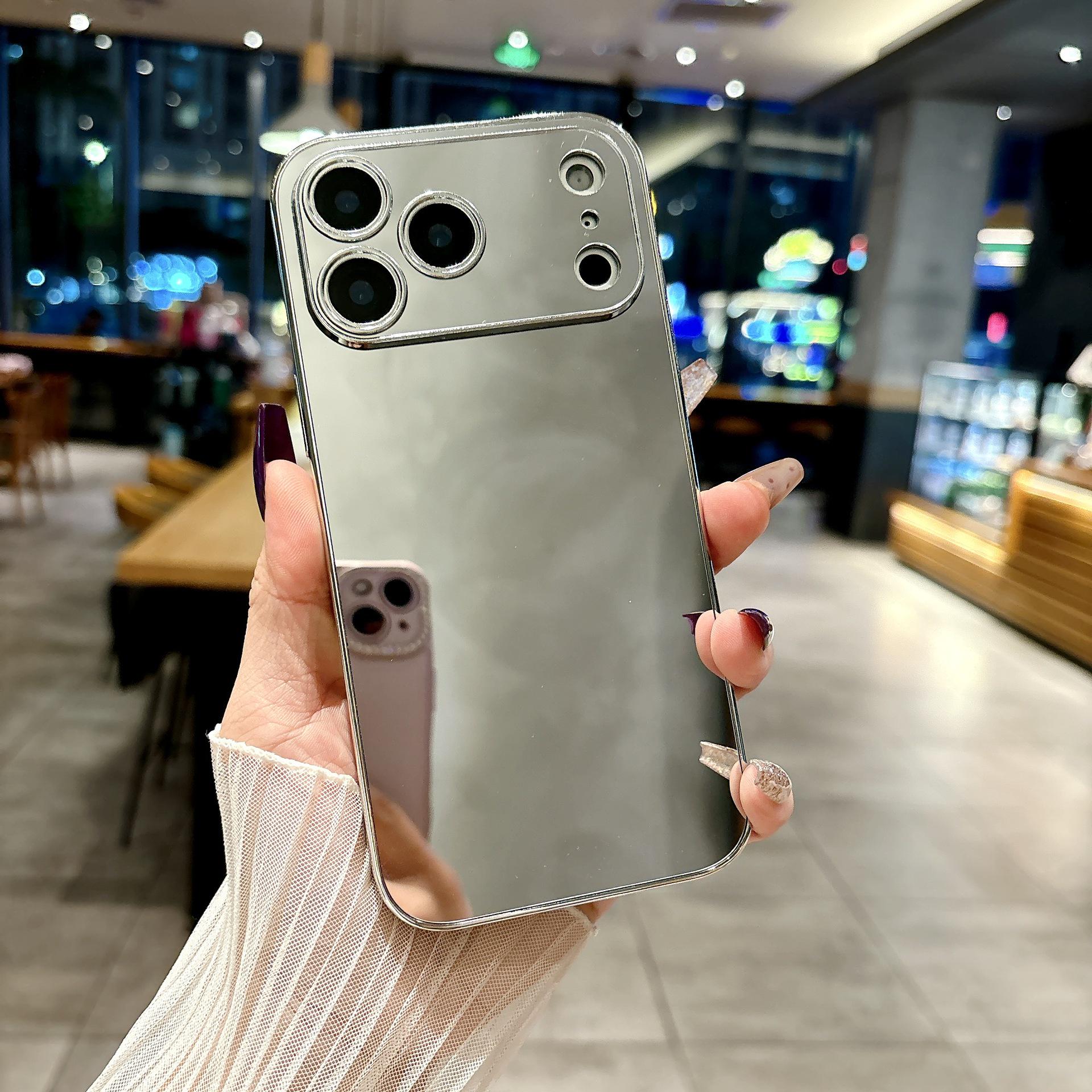 

Чехол с гальваническим покрытием для iPhone 16ProMax, 15Pro, 14 и 13 — комплексная защита от падений 16 Pro Max серебряный