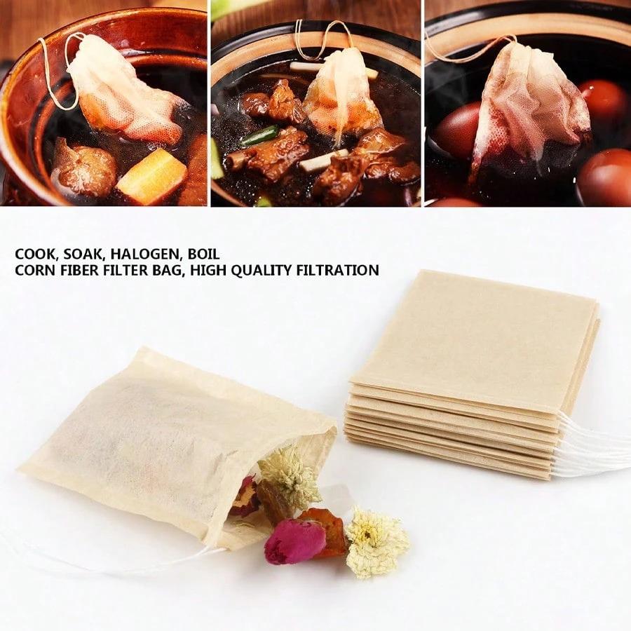 100/200/300pcs Disposable Teabags Biodegradable Paper Tea Filter Bags with String Empty Drawstring Bags for Spice Coffee Foot Ba
