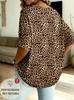 Top da donna taglia grande con scollo a V, elegante, comodo e semplice, stampa animalier, T-shirt da donna taglia grande con scollo a V